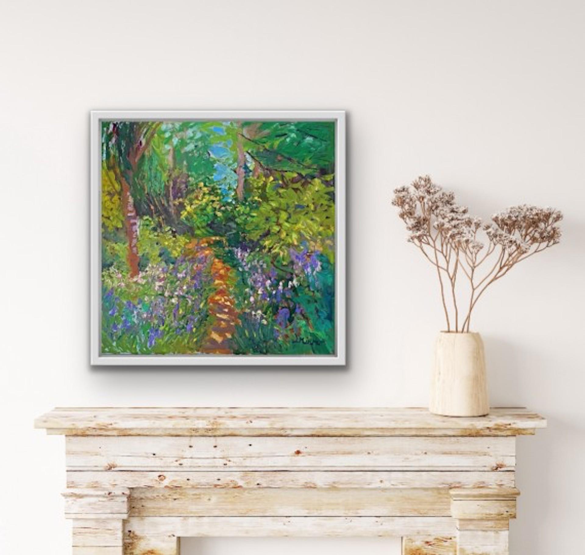 Lynda Minter, A Bluebell Path, Original Landscape Painting, Affordable Art For Sale 3
