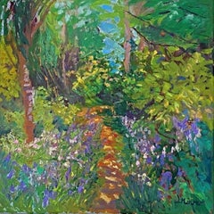 Lynda Minter, A Bluebell Path, Original Landscape Painting, Affordable Art