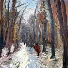 Lynda Minter, A Winter's Walk, Original Landscape Painting, Affordable Art