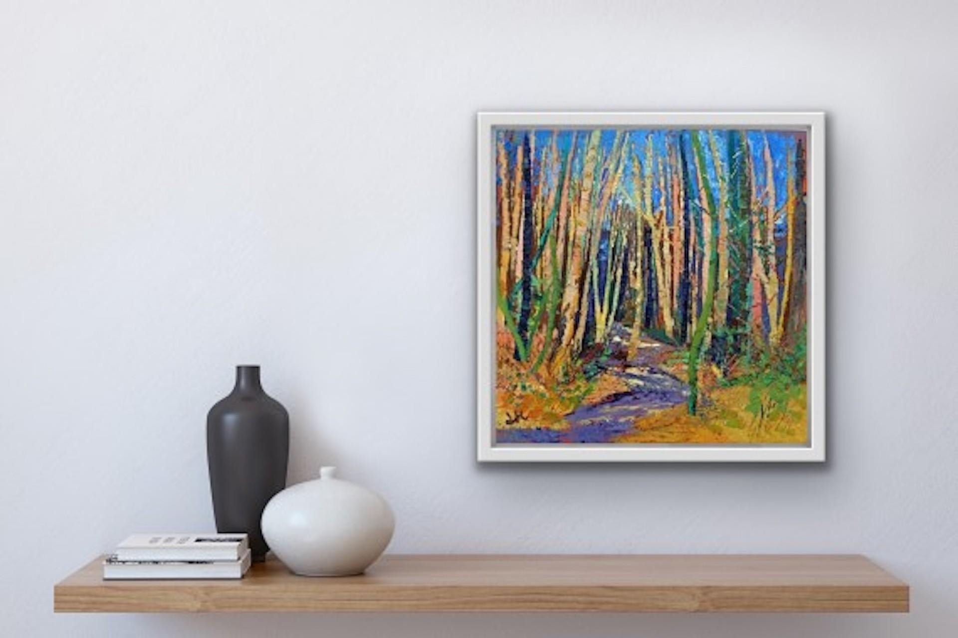 Lynda Minter, Primer día de primavera, Pintura original de paisaje, Arte colorido en venta 1