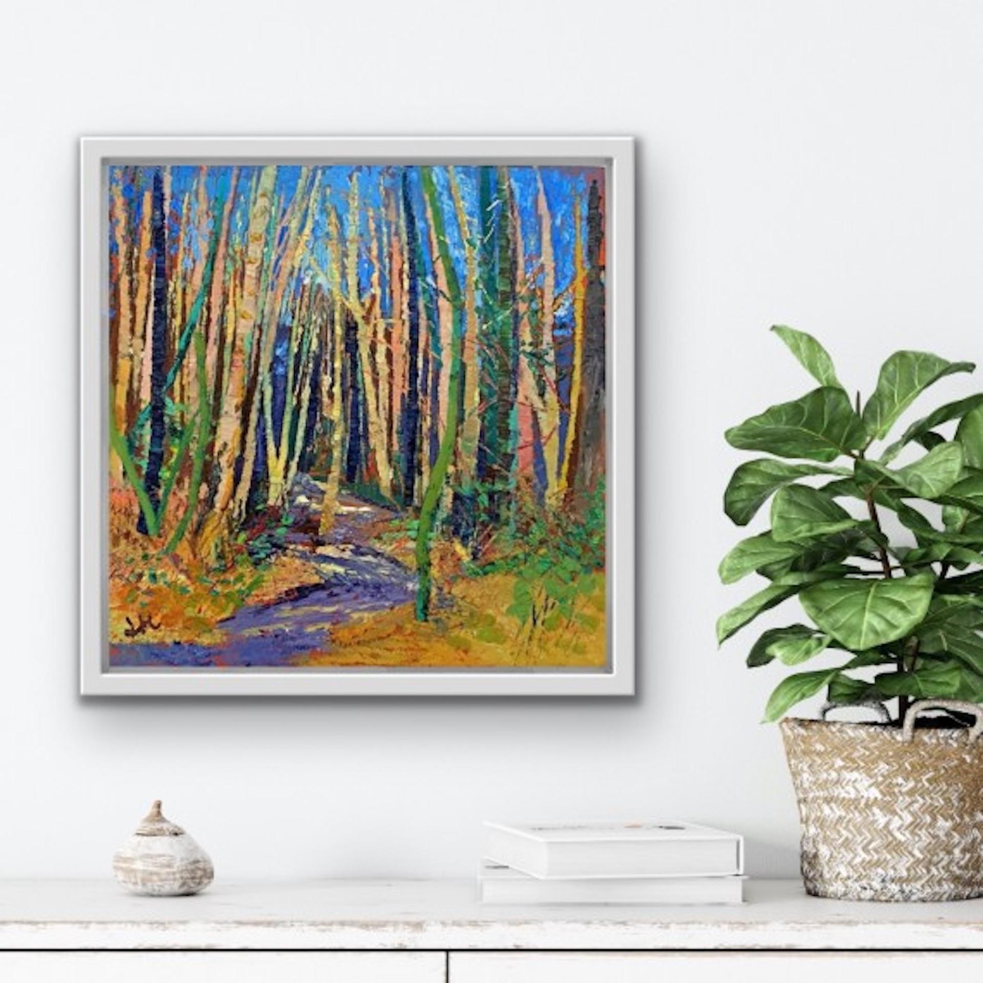 Lynda Minter, Primer día de primavera, Pintura original de paisaje, Arte colorido en venta 6
