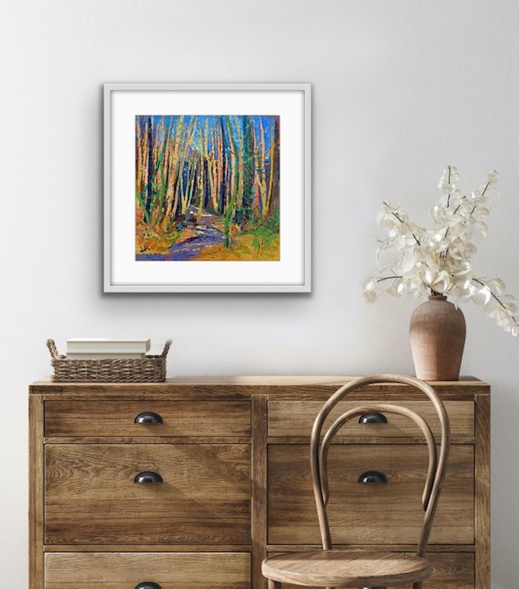 Lynda Minter, Primer día de primavera, Pintura original de paisaje, Arte colorido en venta 7