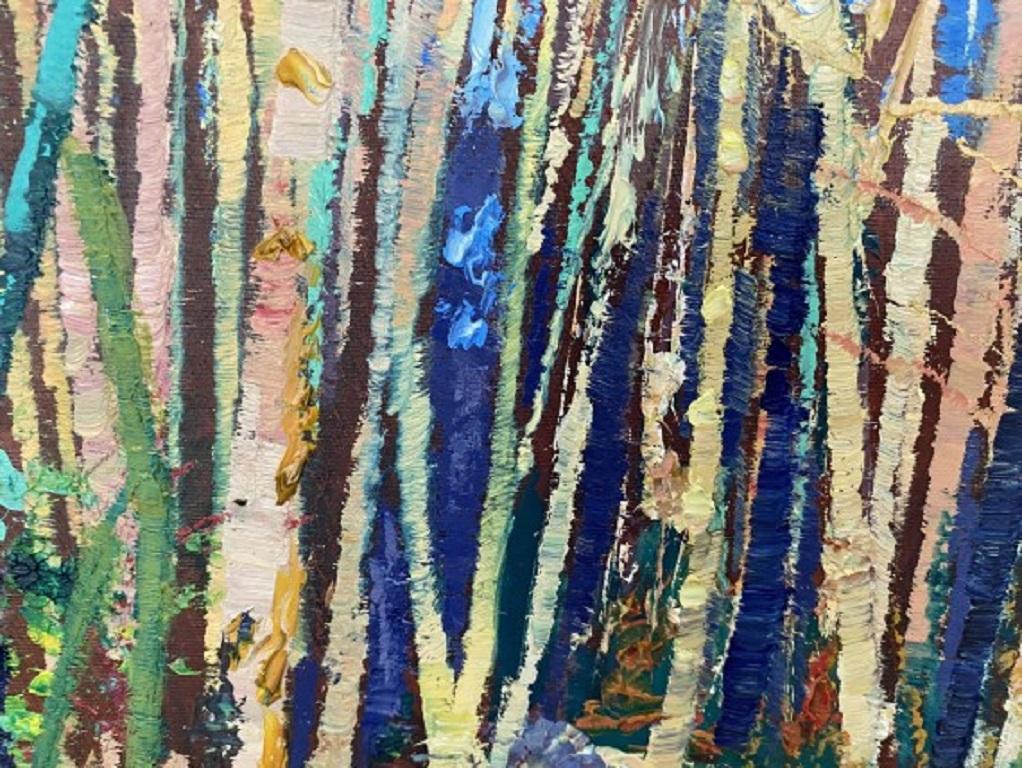 Lynda Minter, Primer día de primavera, Pintura original de paisaje, Arte colorido en venta 2