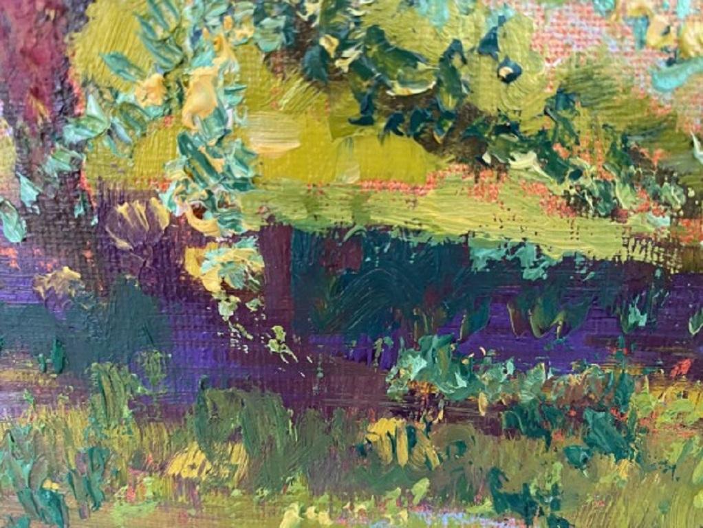 Peinture florale originale de Lynda Minter, « Hawthorn in Bloom », art aux couleurs vives en vente 3
