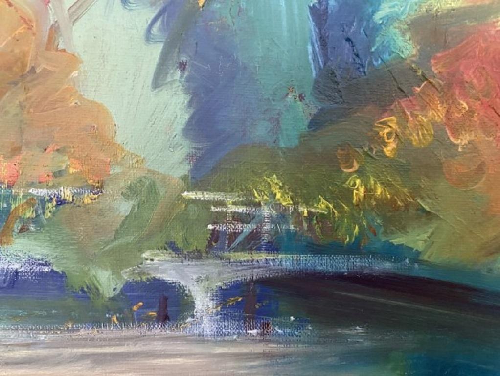 Lynda Minter, The Pond Turning to Autumn, Original-Landschaftsgemälde im Angebot 2