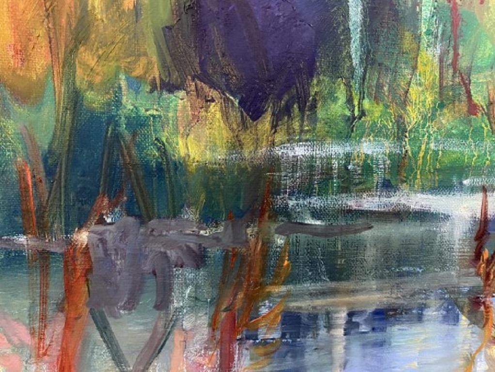 Lynda Minter, The Pond Turning to Autumn, Original-Landschaftsgemälde im Angebot 3