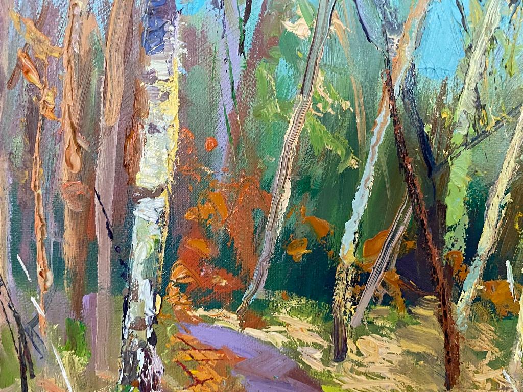 Lynda Minter, Trees on the Common, Original Landscape Painting, Affordable Art For Sale 1