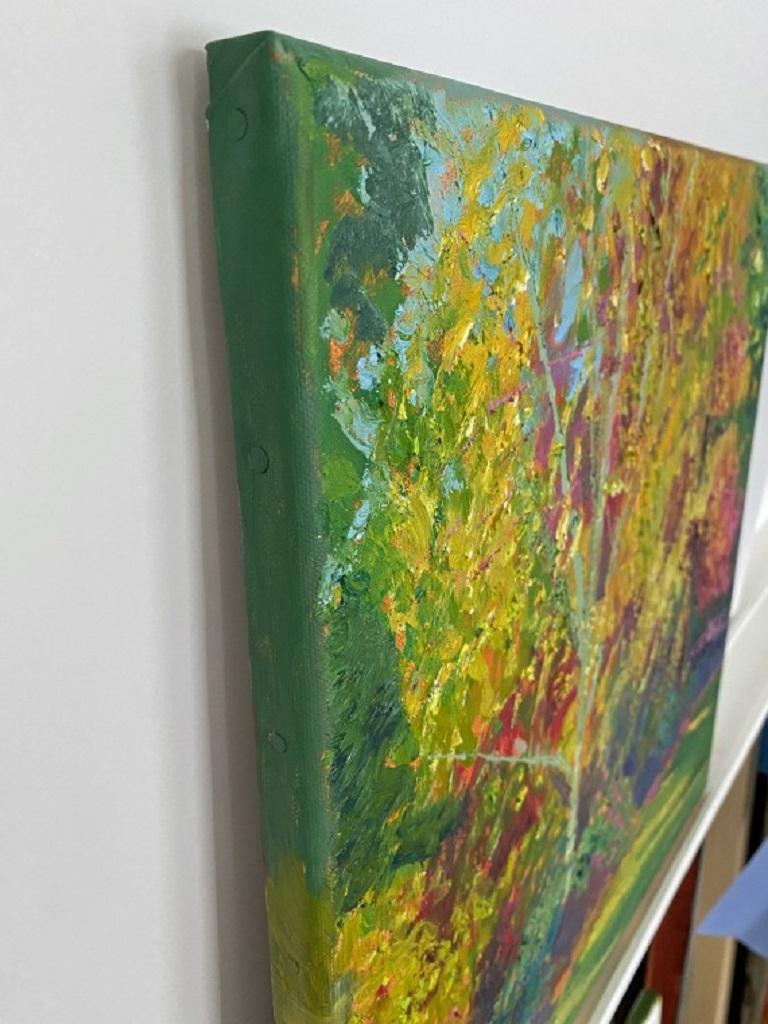 Lynda Minter, Wisley Spring, Original Landscape Painting, Brightly Coloured Art For Sale 2