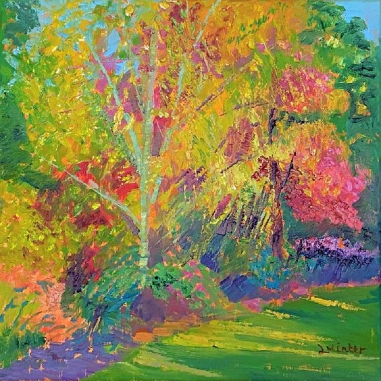 Lynda Minter, Wisley Spring, Original Landscape Painting, Brightly Coloured Art