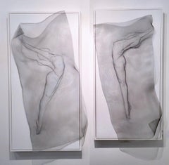 Reach I & II: Sculpted Nude Metal Mesh Figures by Lyndsey Keeling