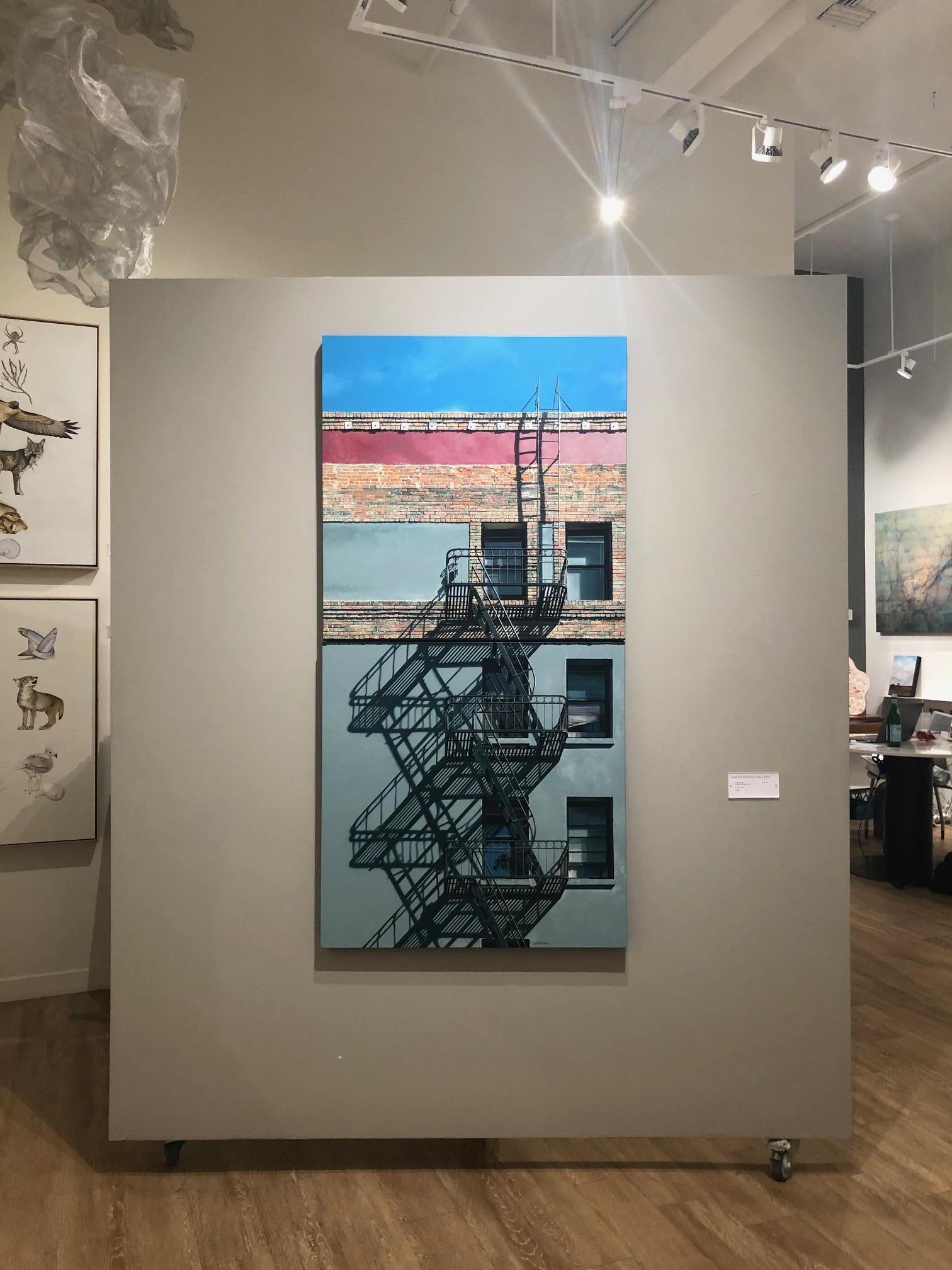 Scaling the Heights / original painting architectural realsim - Photorealist Painting by Lynette Cook