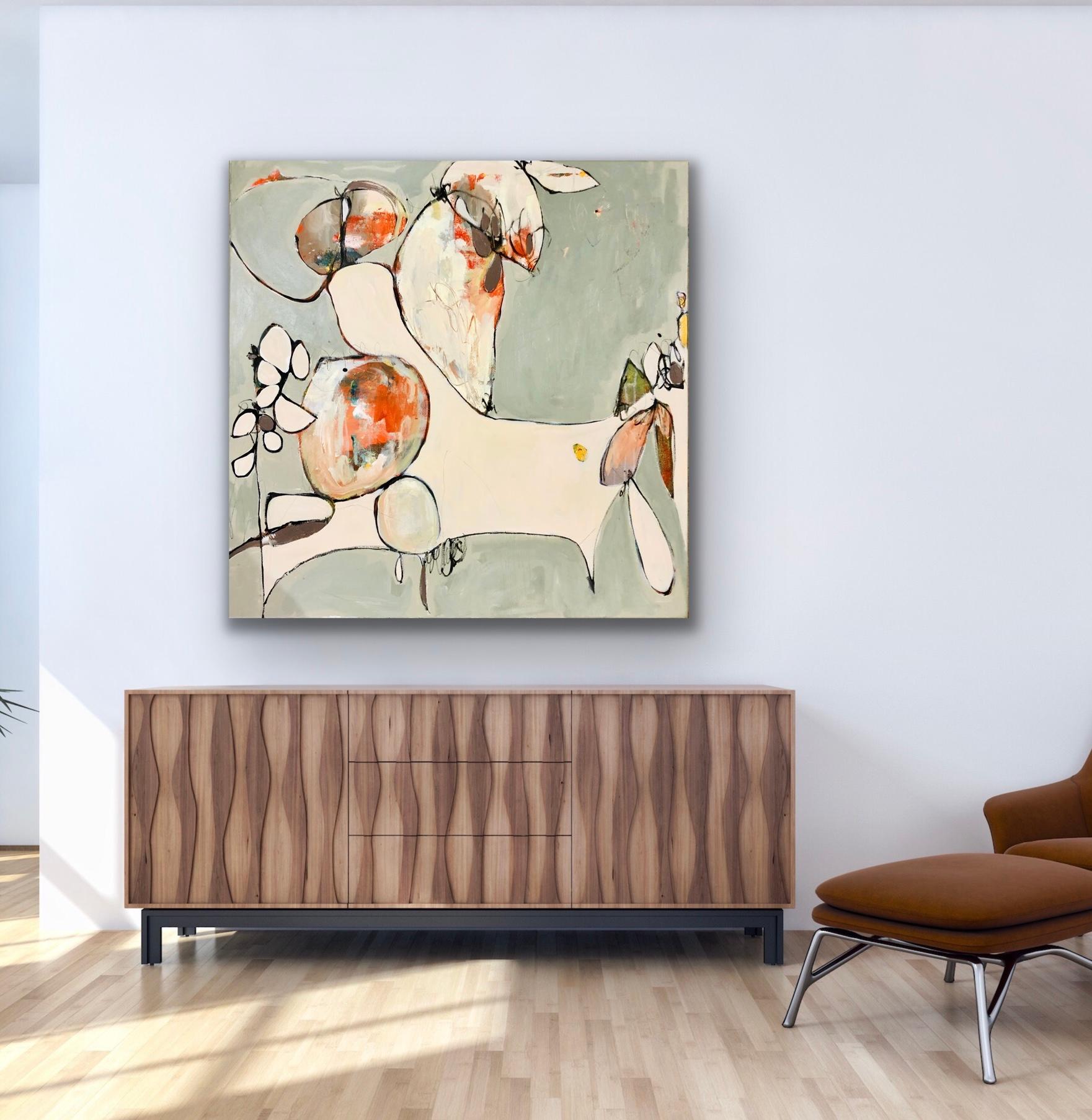 Love Lost, Original, abstraktes Acrylgemälde auf Leinwand (Beige), Abstract Painting, von Lynette Reed
