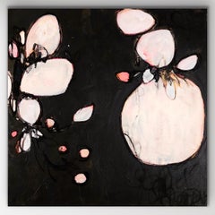 Peinture acrylique abstraite originale sur toile marron et rose