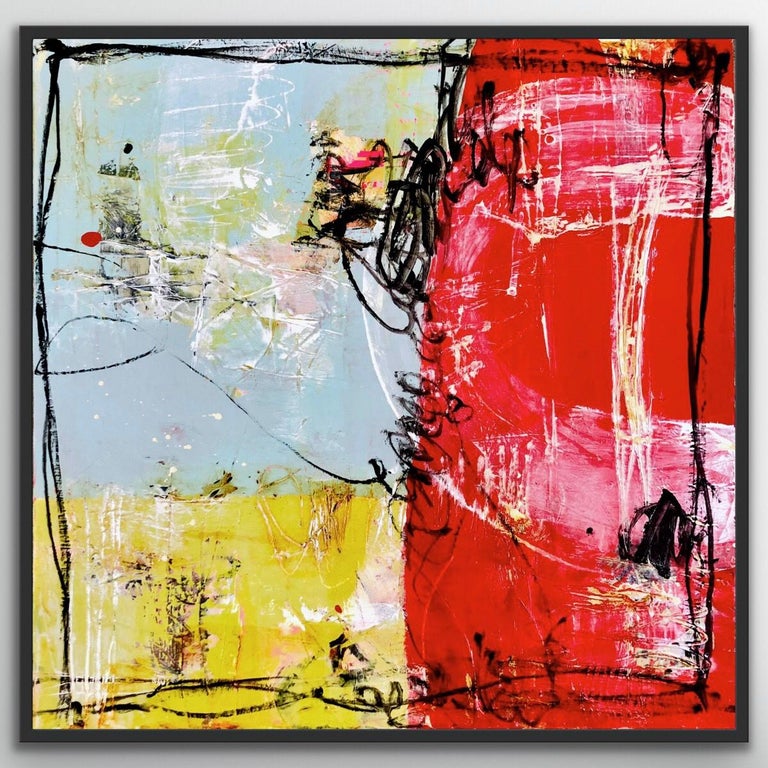 Lynette Reed - Original Abstract Acrylic Painting on Canvas Red Blue ...