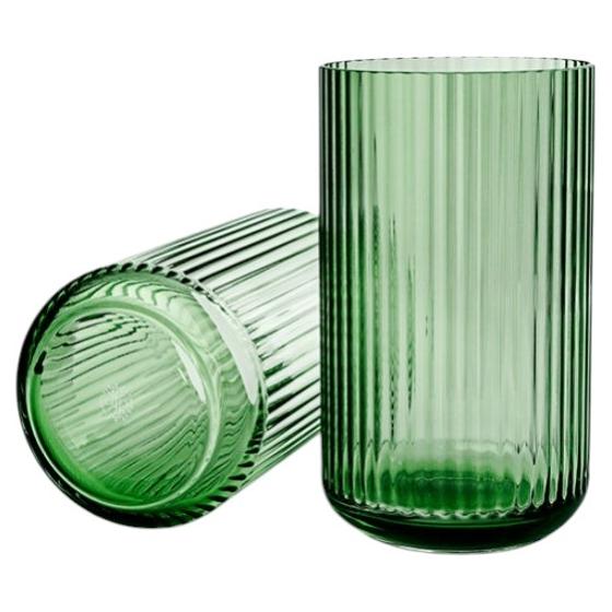 Lyngby Porcelæn Vase, Green, Mouth-Blown Glass, 15 in H