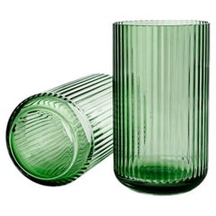 Jarrón de Lyngby Porcelæn, verde, cristal soplado a boca, 15 pulgadas de alto