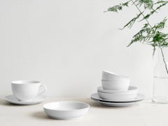 Lyngby Porcelain Rhombe Tea Cup with Matching Saucer, White, 13.2 Oz