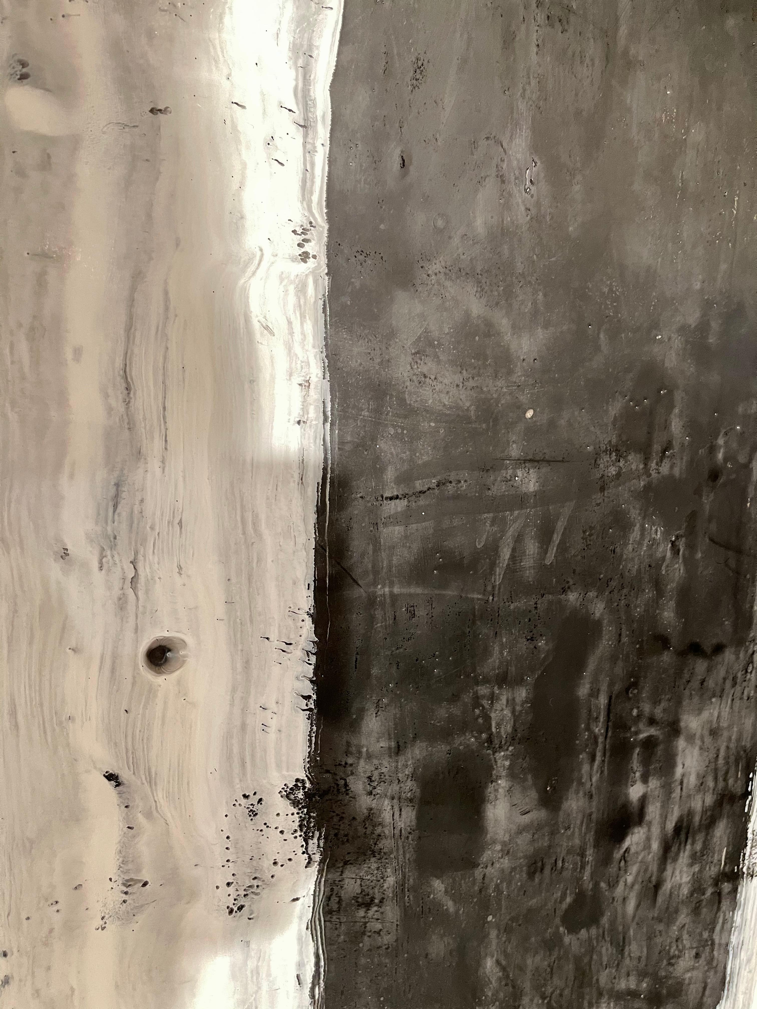 Lynn Basa Enkaustik-Paneel „Camino“ mit schwarz-weiß gestreiften Streifen, 2018 im Angebot 3