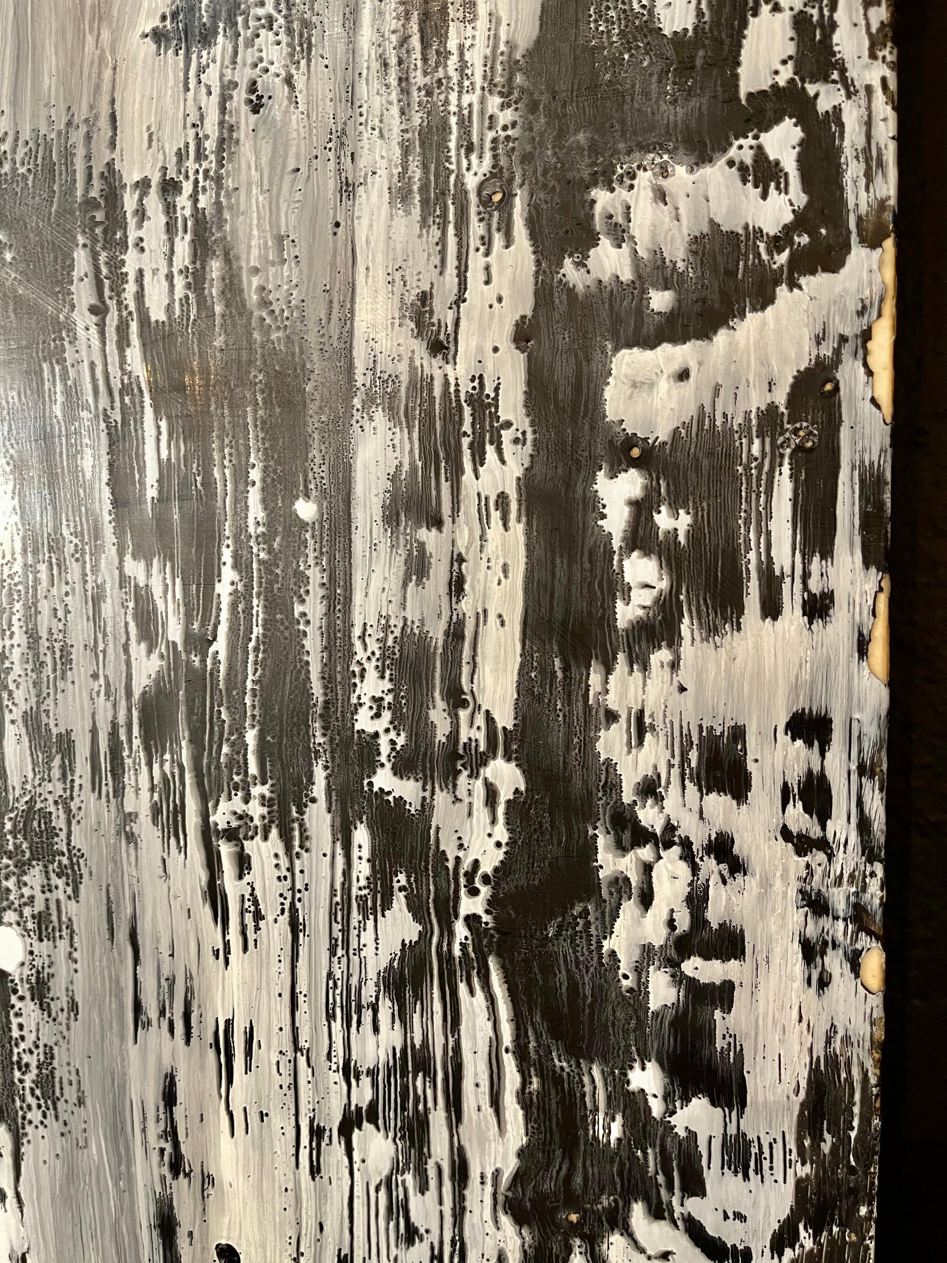 Lynn Basa, Abstract, Encaustic Painting, Black, White, Canvas, Wax, 1990s For Sale 2
