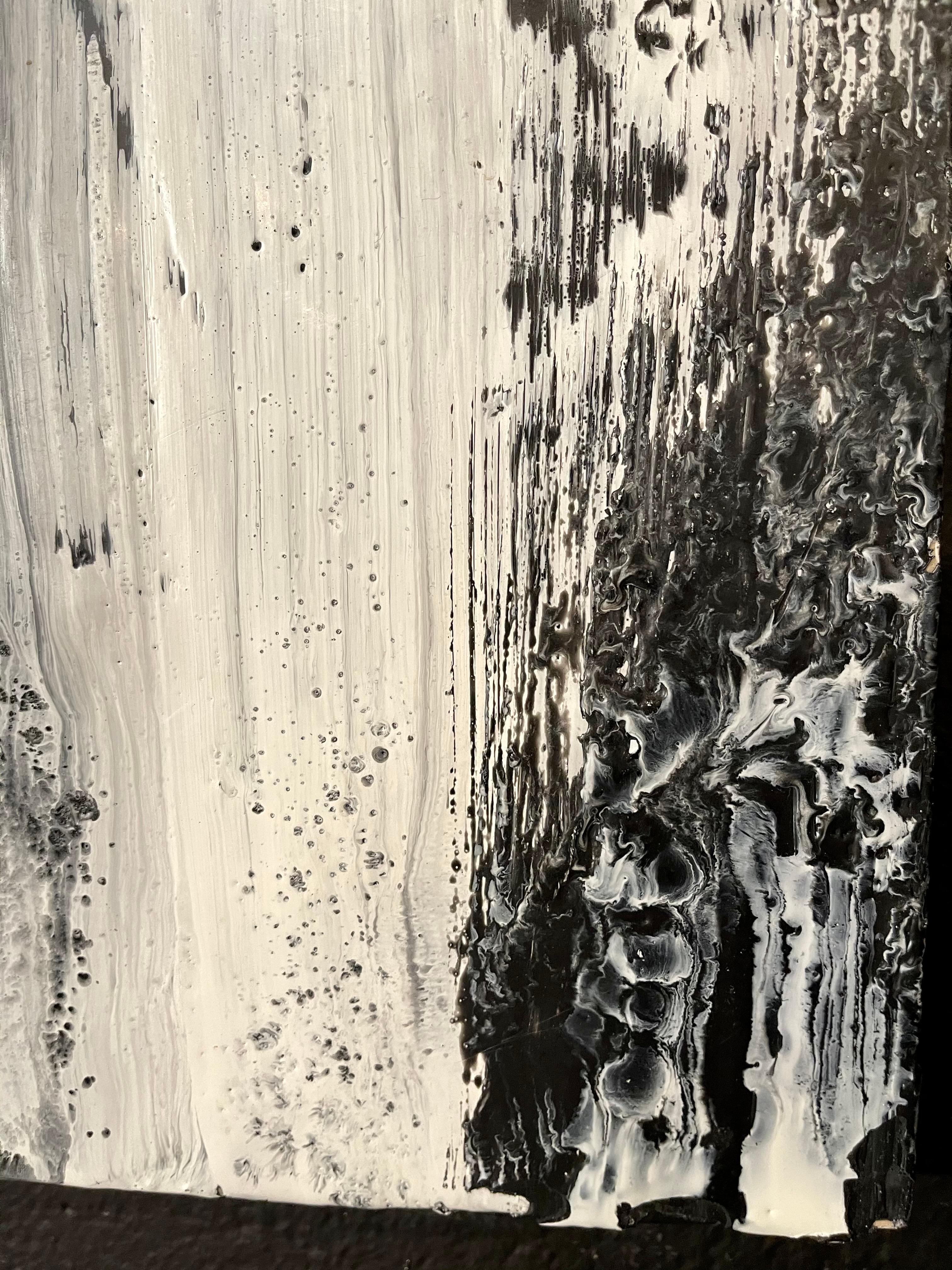Lynn Basa, Abstract, Encaustic Painting, Black, White, Canvas, Wax, 1990s For Sale 3