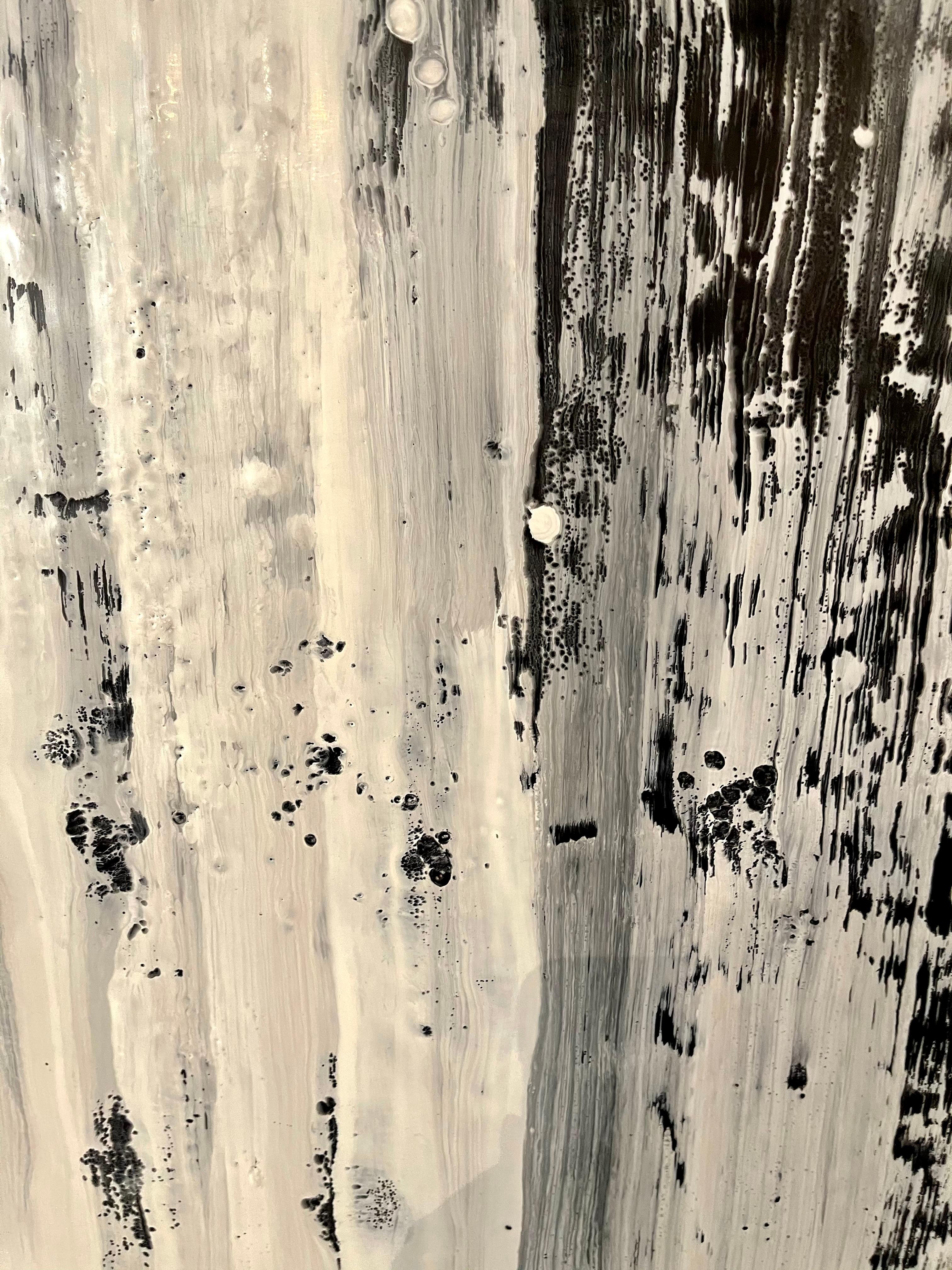 Lynn Basa, Abstract, Encaustic Painting, Black, White, Canvas, Wax, 1990s For Sale 4