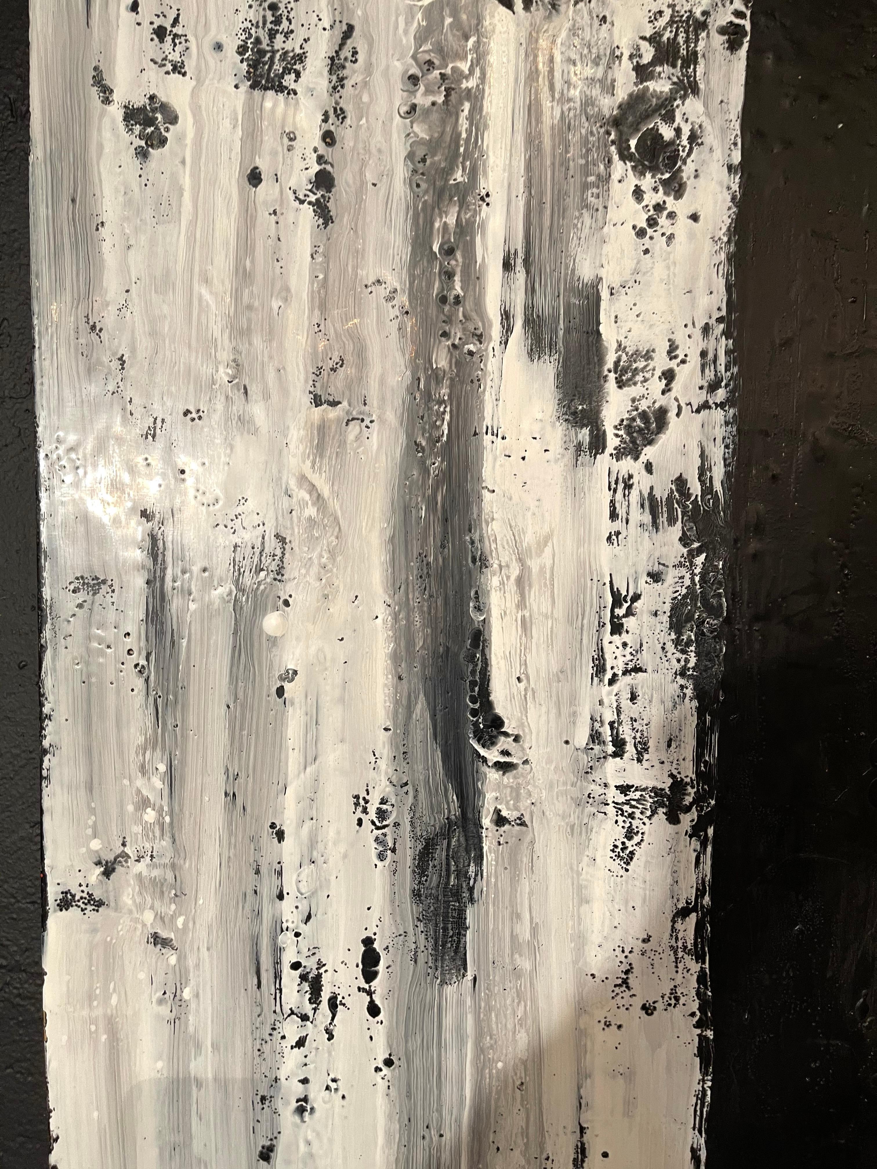 Lynn Basa, Abstract, Encaustic Painting, Black, White, Canvas, Wax, 1990s In Good Condition For Sale In Stamford, CT