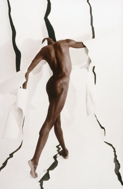"Nyeja with Black Lines" Figurative Nude, Silver Gelatin Fiber Print, Hand Toned