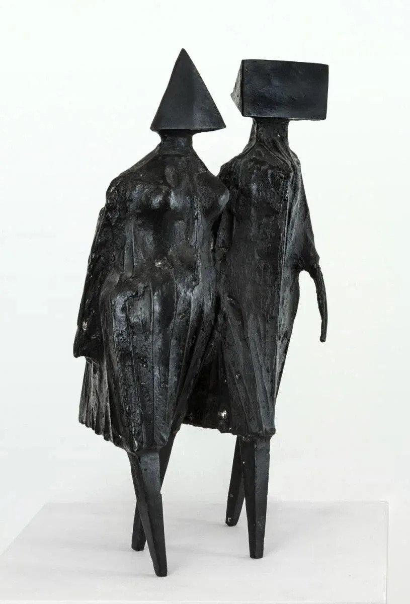 Maquette VII Walking Couple

By Lynn Chadwick

1976

Lynn Chadwick was a 20th-century British sculptor renowned for his innovative and abstract metal sculptures that often depicted dynamic, angular forms, and earned him international