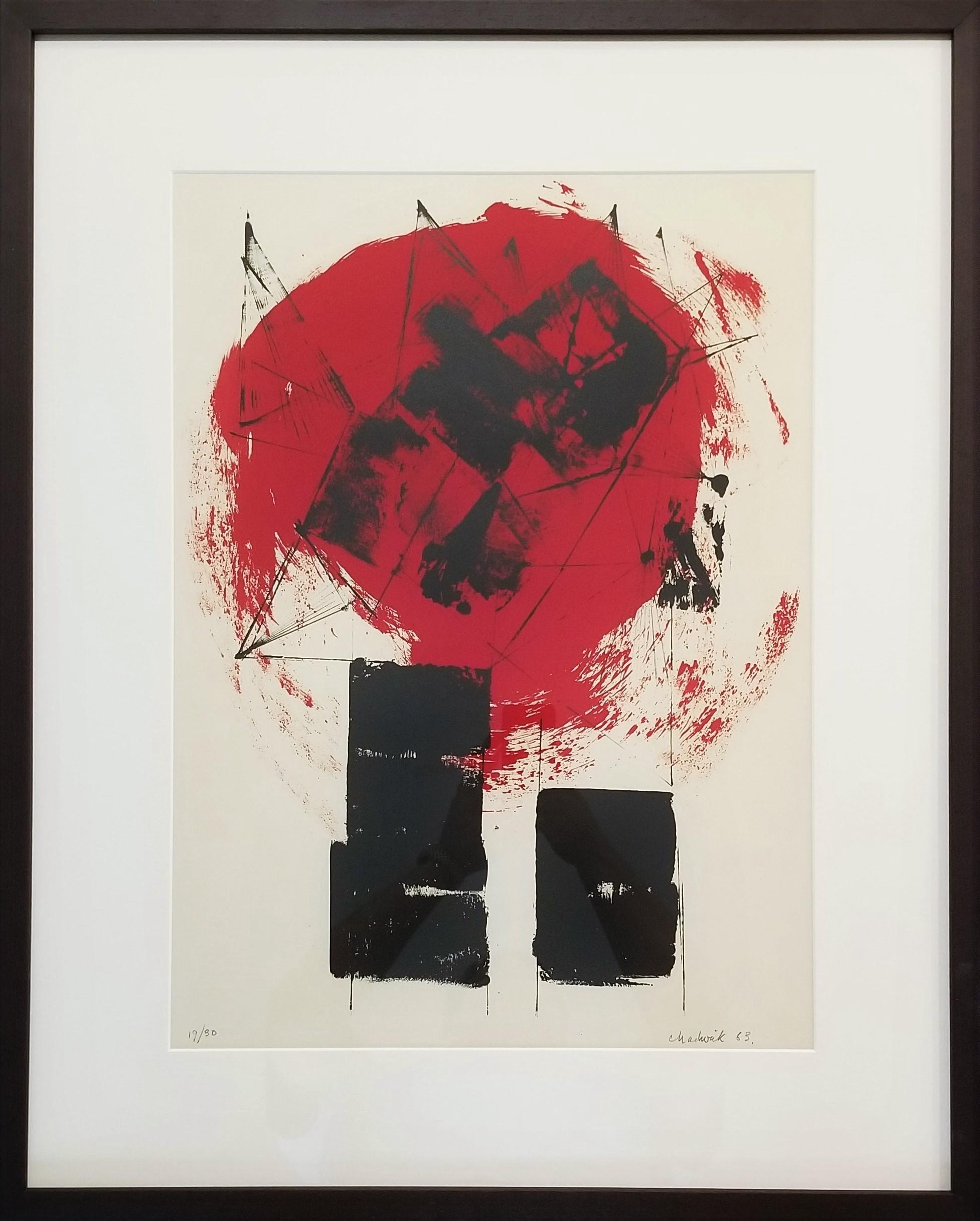 Red and Black II /// Abstract Expressionist Lynn Chadwick British Minimalism Art For Sale 1