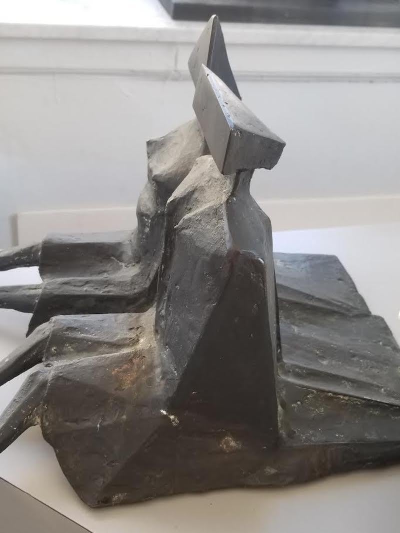  Lynn Chadwick, Sitting Couple In Robes II, Bronze and Black Patina  For Sale 2