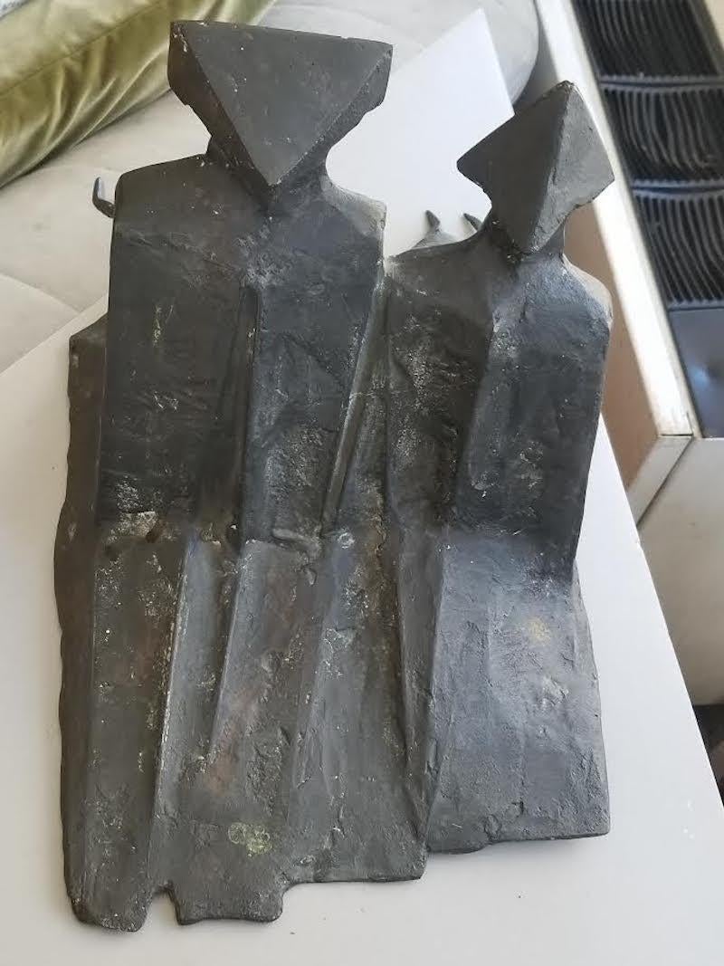  Lynn Chadwick, Sitting Couple In Robes II, Bronze and Black Patina  For Sale 4