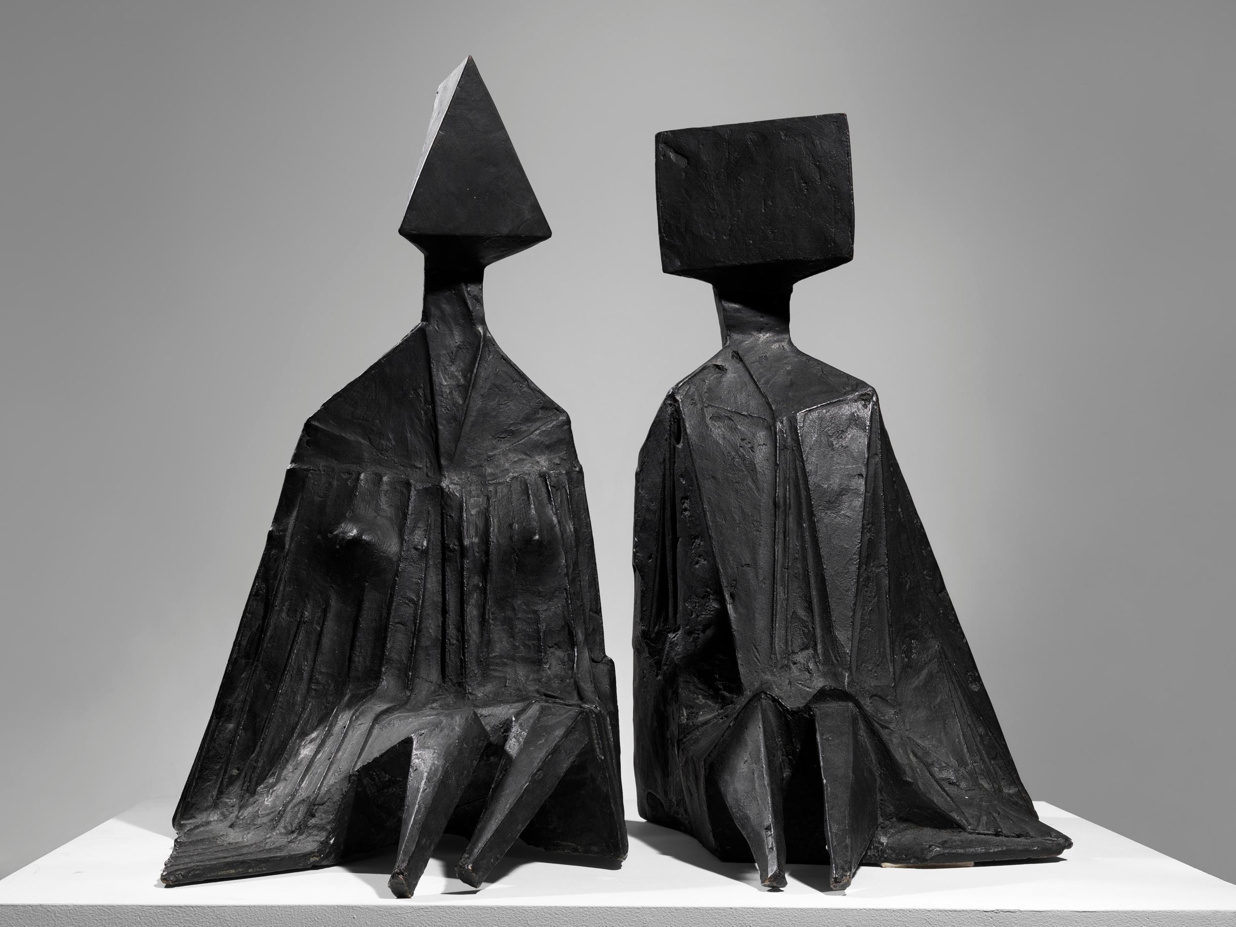 Lynn Chadwick Figurative Sculpture - Pair of Sitting Figures I