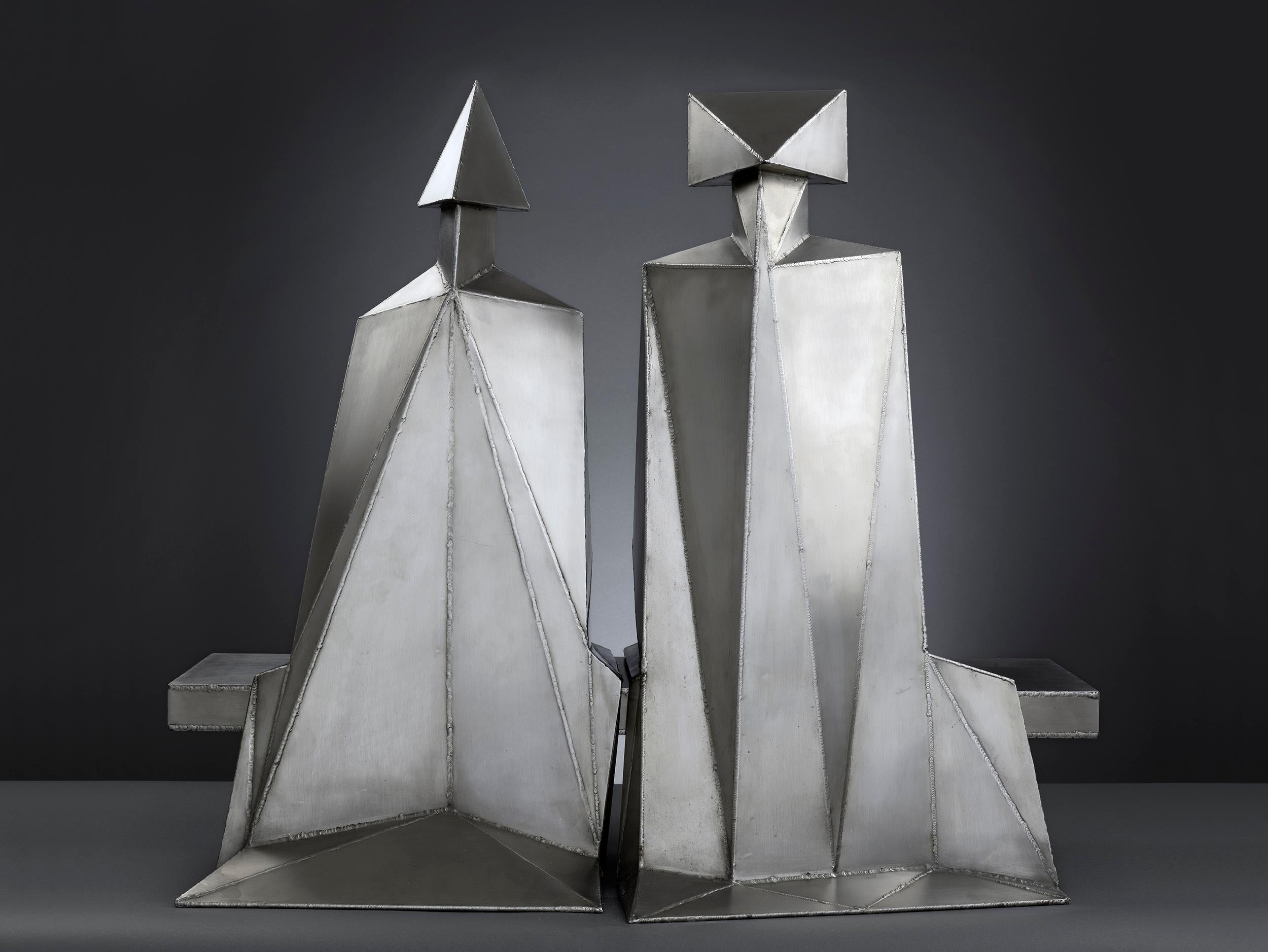 Sitting Couple - 20th Century, Stainless Steel, Sculpture by Lynn Chadwick 1