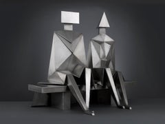 Sitting Couple - 20th Century, Stainless Steel, Sculpture by Lynn Chadwick
