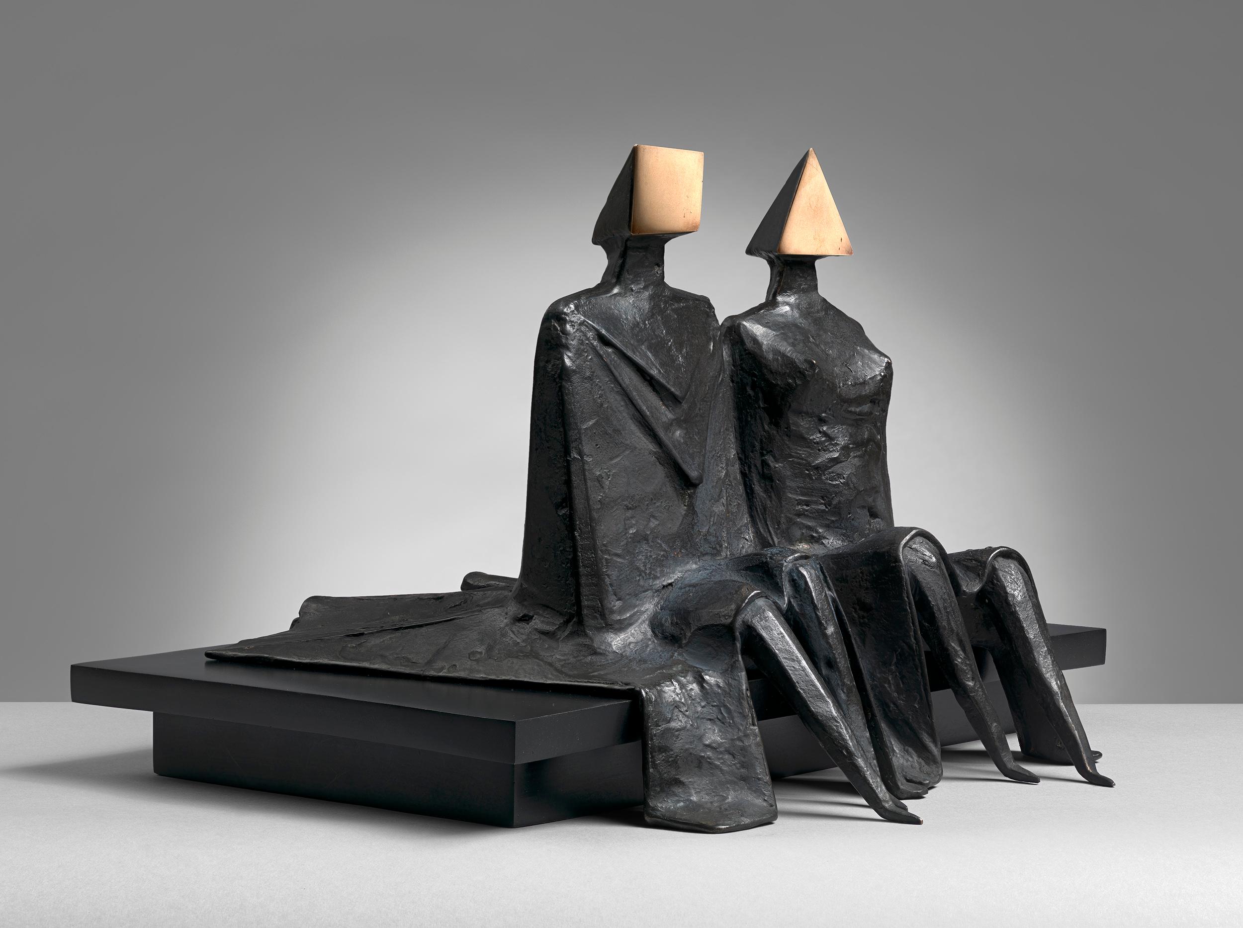 Sitting Couple in Robes I - 20th Century, Bronze, Sculpture by Lynn Chadwick 1