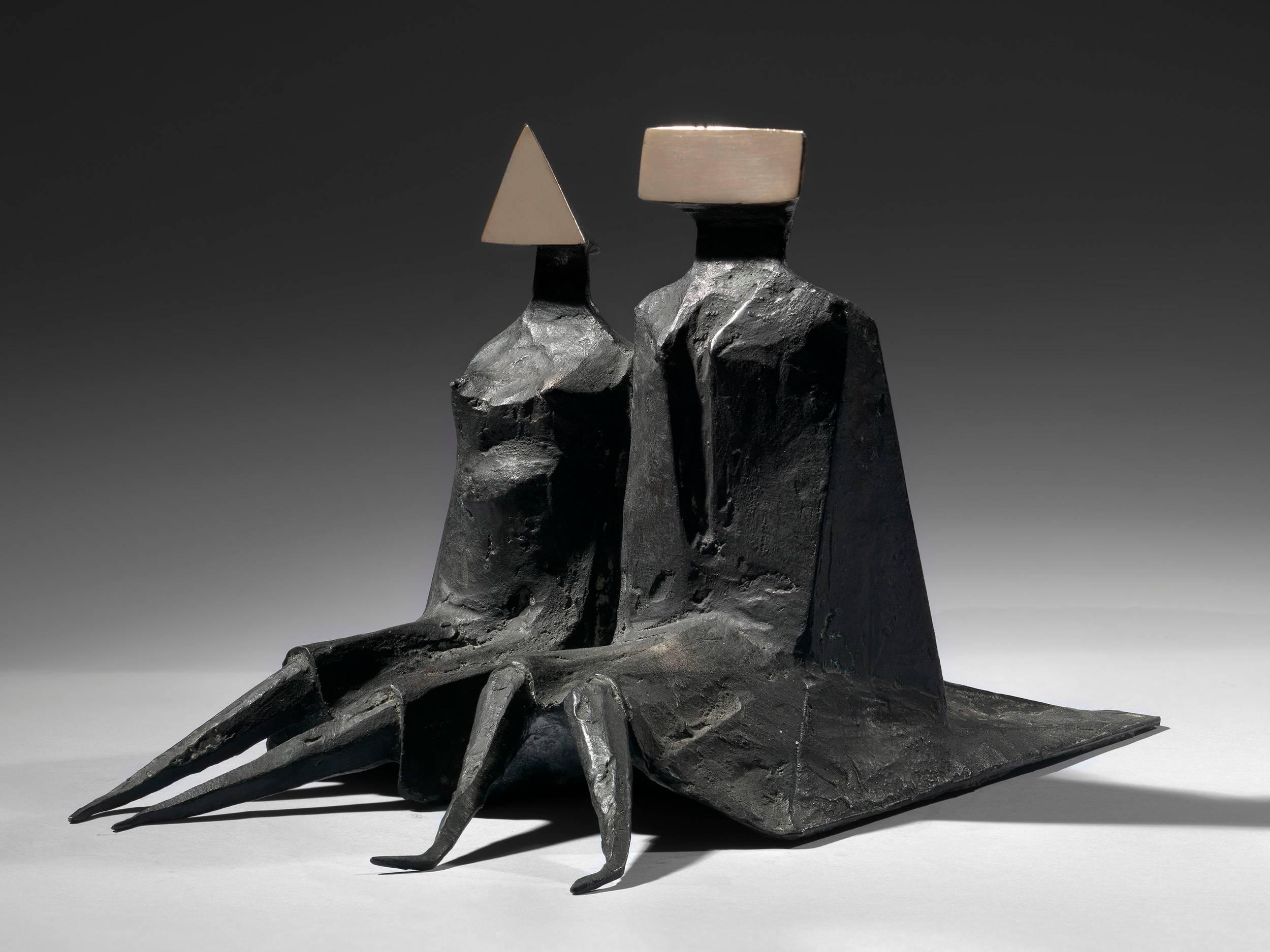 Lynn Chadwick Figurative Sculpture - Sitting Couple in Robes II