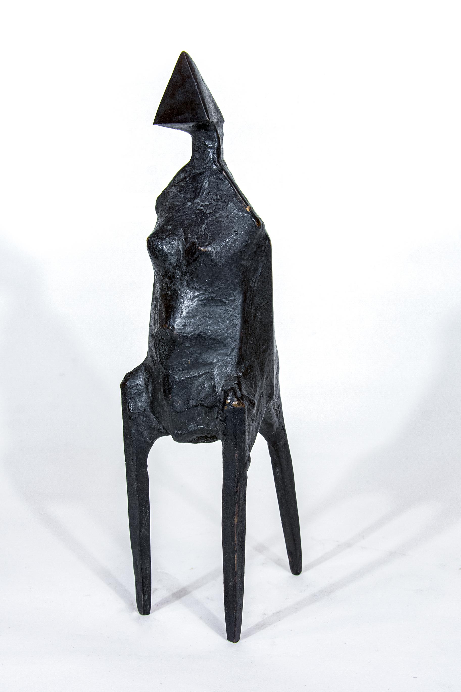 Standing Woman No 1 - small, expressionist, abstract, female, bronze sculpture 1
