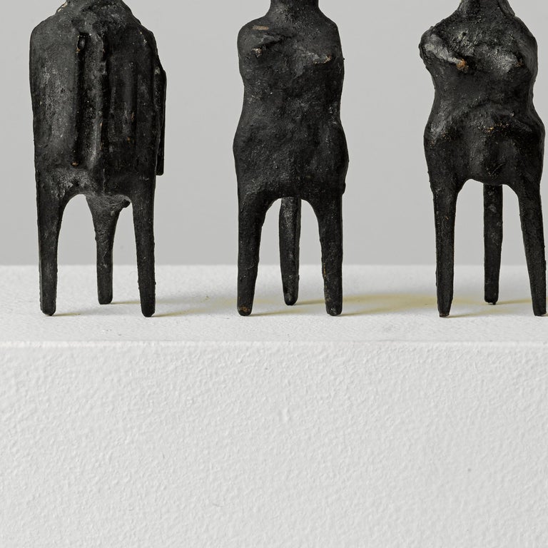 Three Small Watchers Miniatures - Gold Figurative Sculpture by Lynn Chadwick
