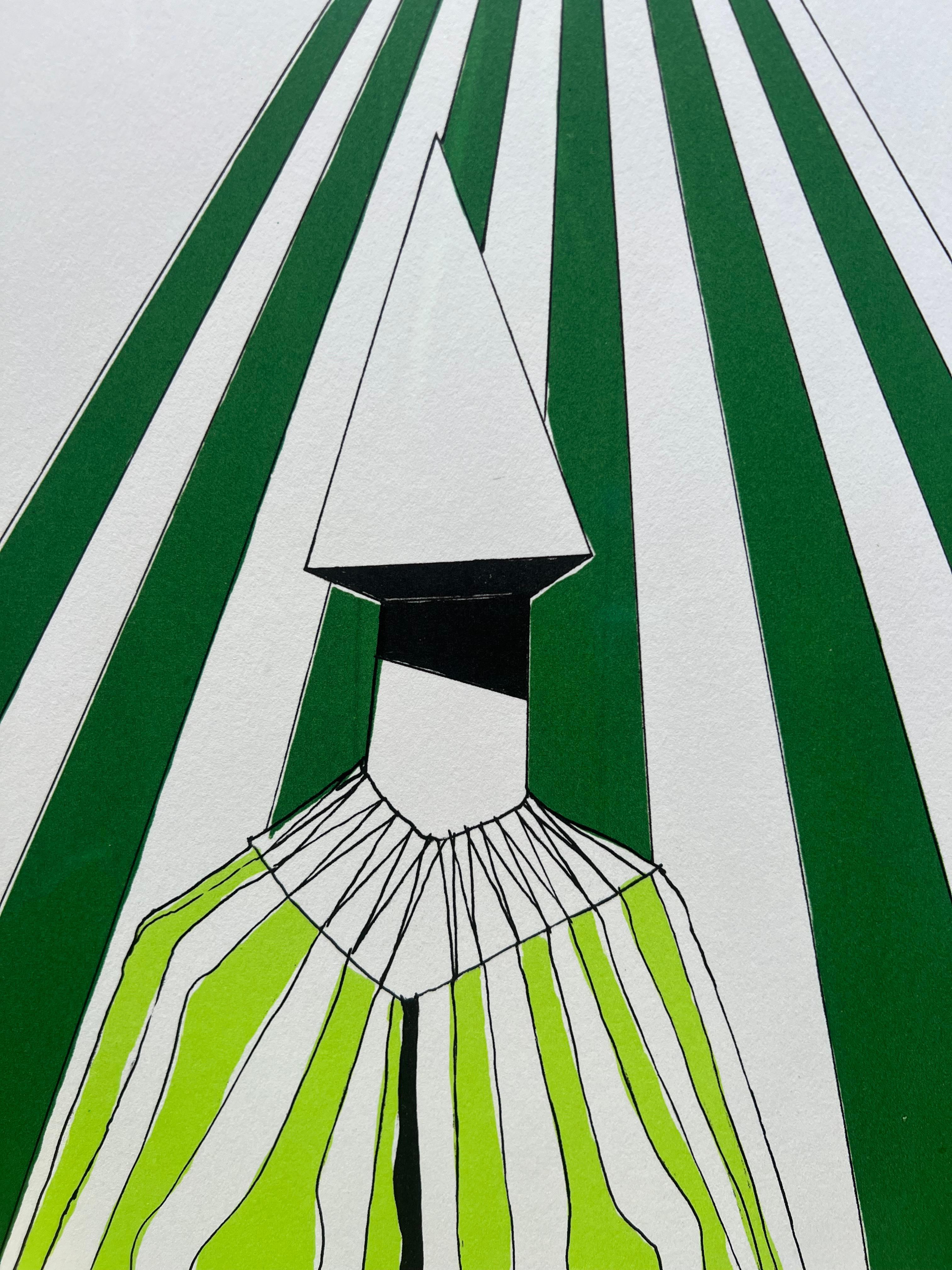 Cette estampe signée Lynn Chadwick, une lithographie audacieuse de 1972, met en évidence l'essence du célèbre style moderniste de Chadwick. L'œuvre présente une figure assise, directement inspirée de l'une de ses sculptures en bronze emblématiques,