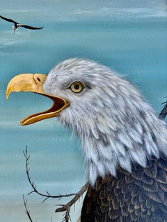 Lynn Chase Bald Eagle Oil Painting, Signed 1980, American Wildlife Art