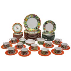 Lynn Chase Fine China Porcelain 7-Piece Dinner Service for 12 in Monkey Business