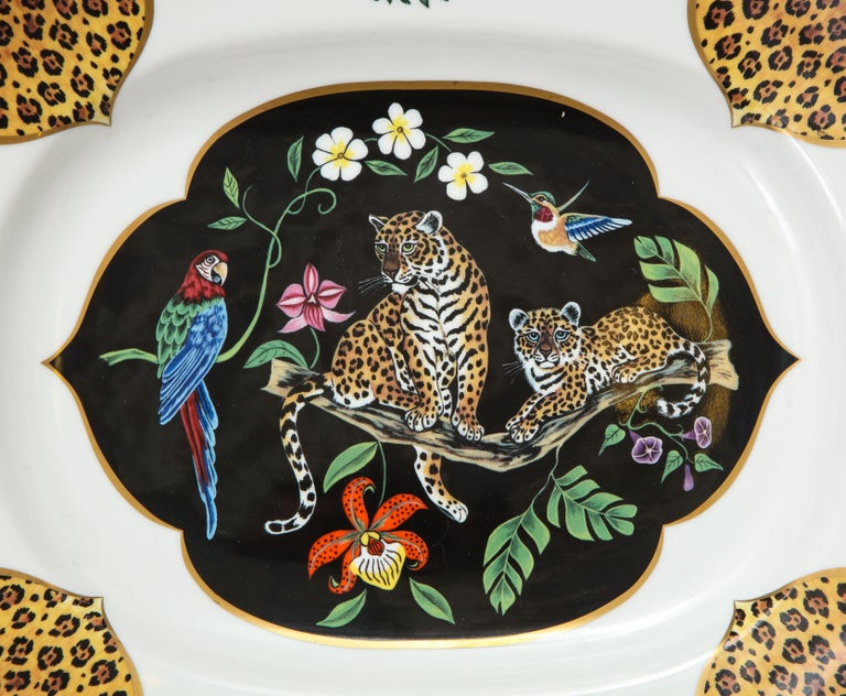 Lynn Chase, Jaguar Jungle 24 K Gold 6 Place Setting Dinner Set at