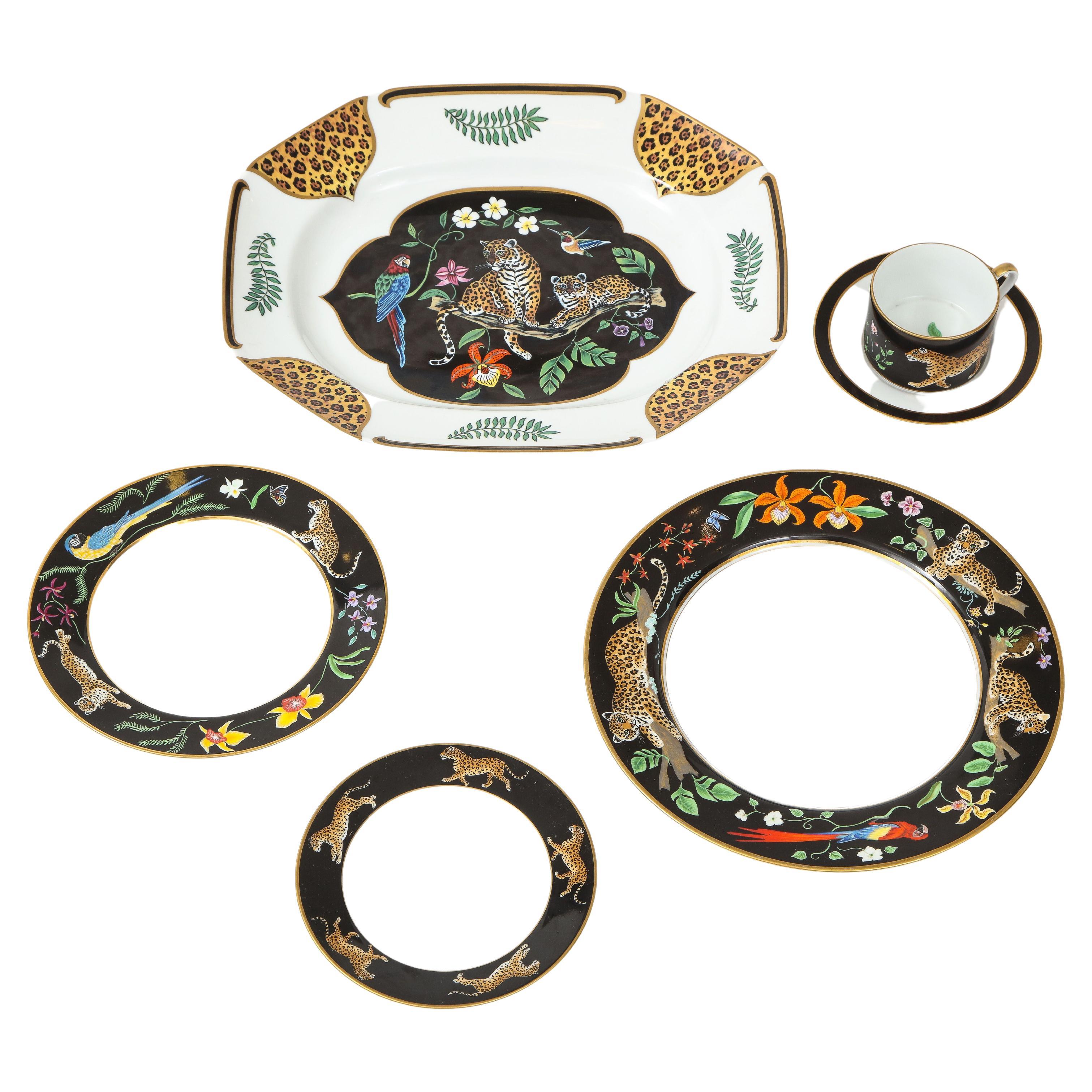 Lynn Chase, Jaguar Jungle 24 K Gold 6 Place Setting Dinner Set