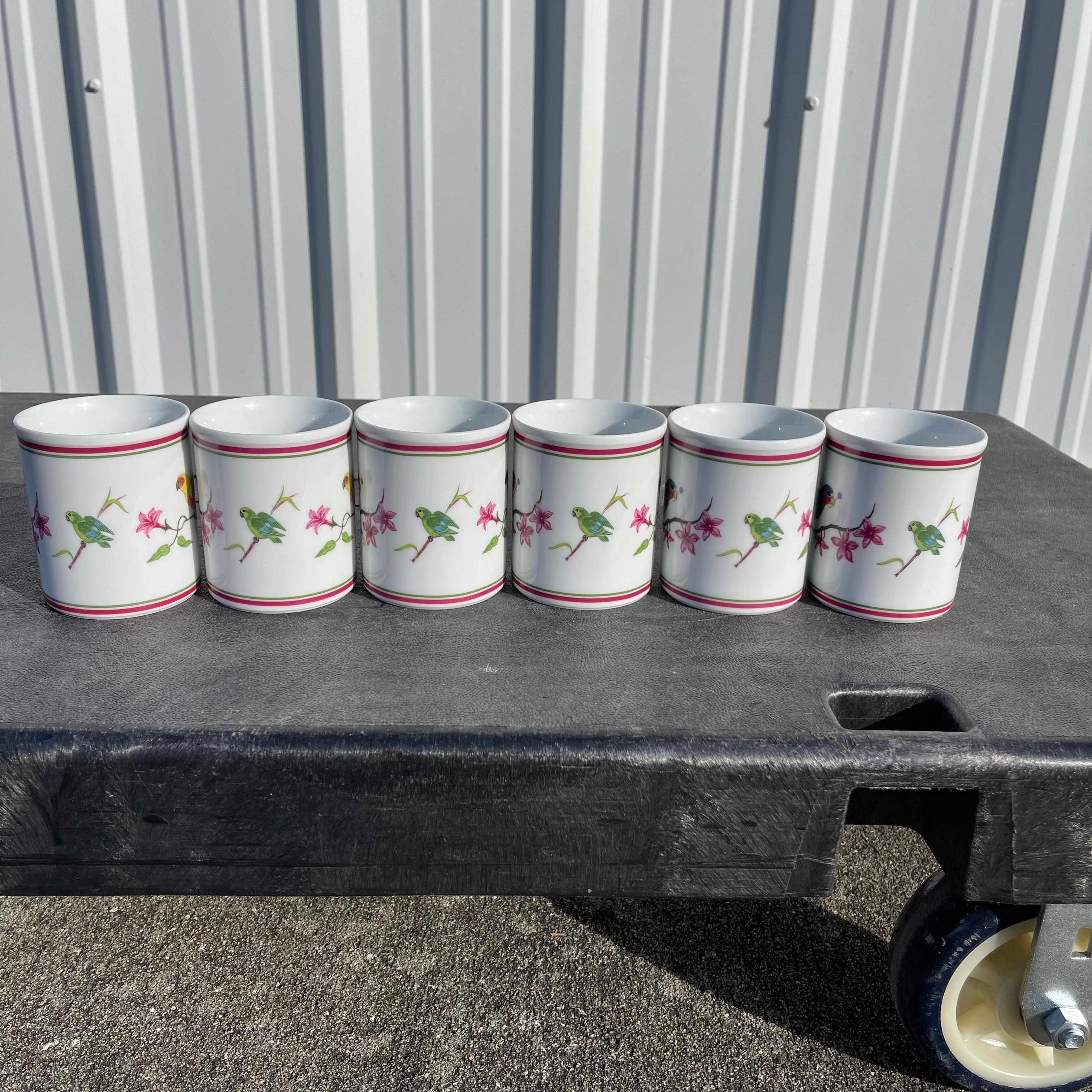 Tasse à café Parrots of Paradise de Lynn Chase, lot de 6 Bon état - En vente à Jensen Beach, FL