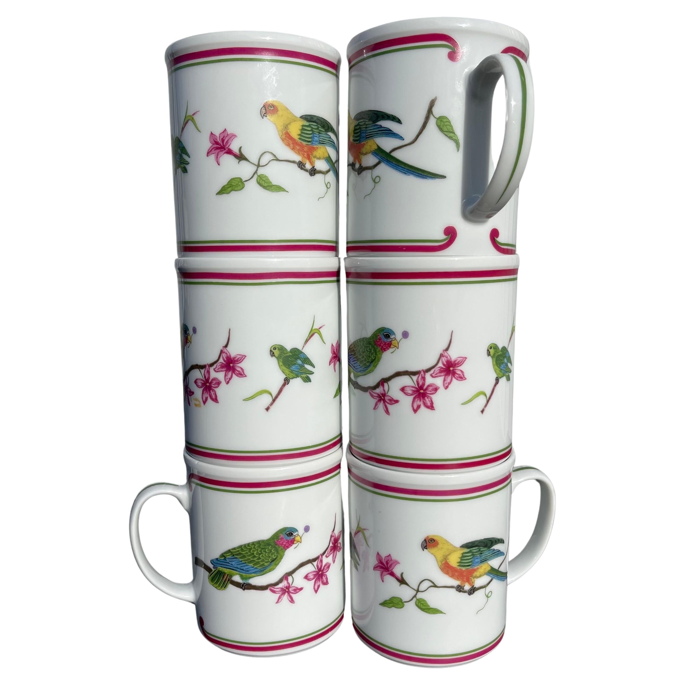 Tasse à café Parrots of Paradise de Lynn Chase, lot de 6 en vente