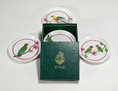 Lynn Chase Set Loros del Paraíso 4 posavasos de porcelana en caja
