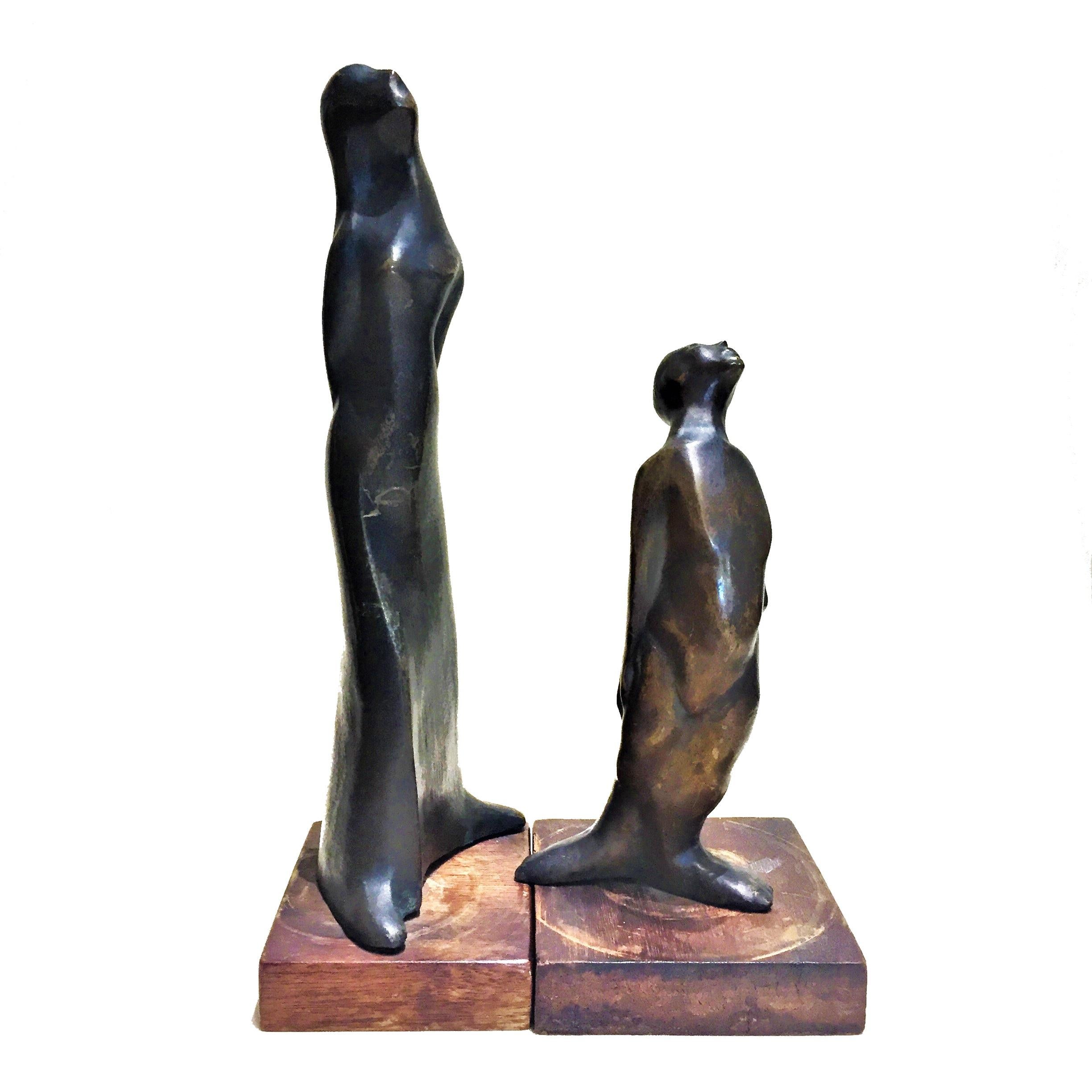 Mid-Century Modern Couple, groupe de sculptures mobiles en bronze patiné de Lynn Davis, circa 1961 en vente