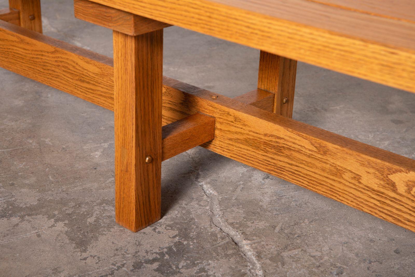 Oak Lynn Ford Architectural Bench From O'Neil Ford Building Texas Instruments Campus For Sale