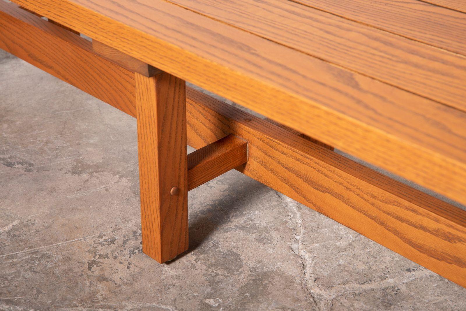 Oak Lynn Ford Architectural Bench From O'Neil Ford Building Texas Instruments Campus For Sale