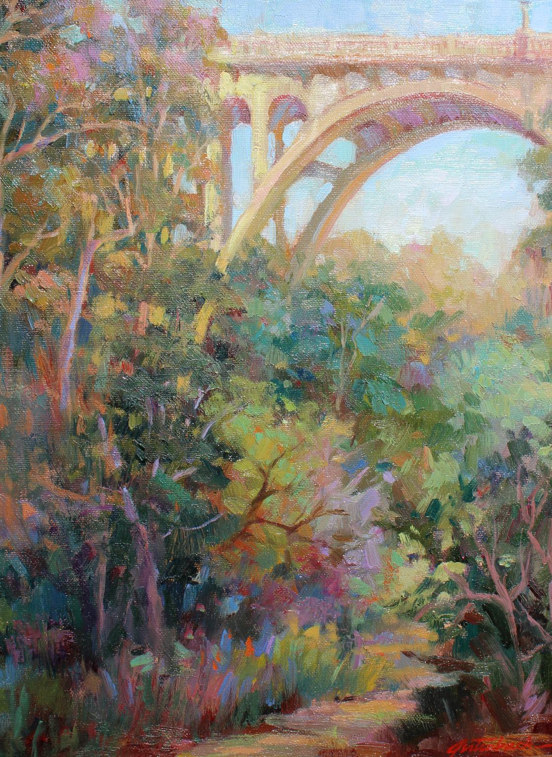 Lynn Gertenbach Landscape Painting - Bridge, Arroyo Seco, Pasadena, CA